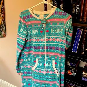 A “be happy” Winter Onesie with pockets